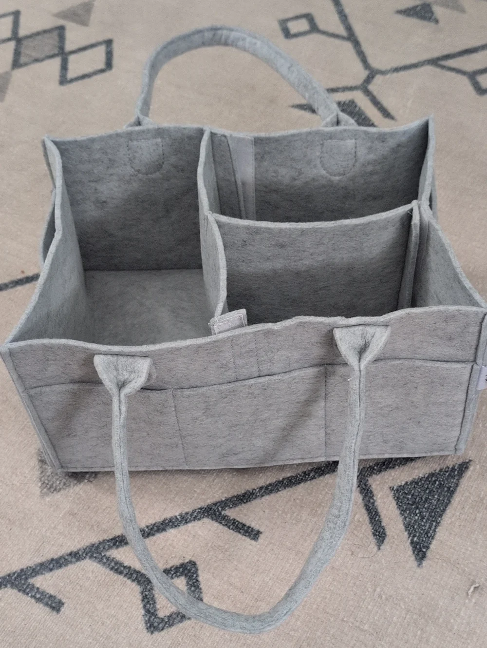 EUC Gray Felt Storage Caddy Tote - Multi-Compartment Organizer